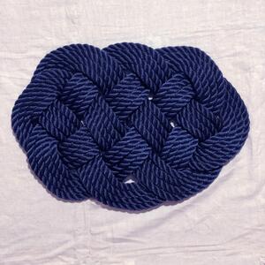 Tappeto artigianale in corda di gherlino blu 56x35