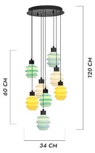 Lampadario LED su cavo CACTUS 8xLED/2,8W/230V 3000K verde/giallo/bianco