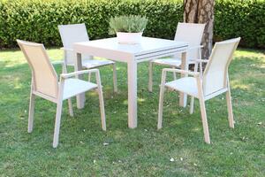 JERRI - set tavolo in alluminio cm 90/180x90x75 h con 4 sedute