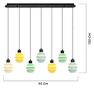Lampadario LED a cavo CACTUS 7xLED/2,8W/230V 3000K verde/giallo/bianco