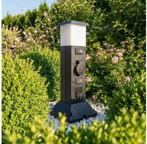 Brilagi - Lampada da esterno con 2 prese SCHUKO, 1x attacco E14 (max 15W), 230V, IP44, nera