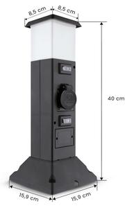 Brilagi - Lampada da esterno con 2 prese SCHUKO, 1x attacco E14 (max 15W), 230V, IP44, nera