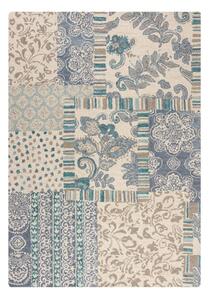 Tappeto blu/beige in lana tessuto a mano 120x170 cm Eloise Patchwork – Flair Rugs