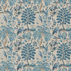 Carta da parati Stile Toile de Jouy con uccelli blu e alberi tropicali, Parati fiori e piante classici, a00382 : Uwalls.it