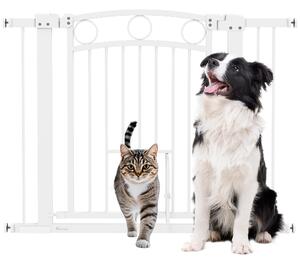 PawHut Cancellino per Cani Regolabile da 76-104 cm, Cancelletto di Sicurezza Alto 77 cm con 2 Estensioni, Bianco