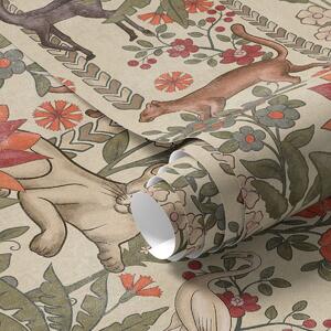 Carta da parati Stile retrò: Animali e fiori su sfondo vintage, Parati fiori e piante classici, a00431 : Uwalls.it