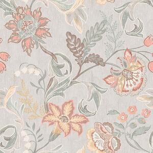 Carta da parati Fiori vintage pastello su sfondo grigio, Parati fiori e piante classici, a00459 : Uwalls.it