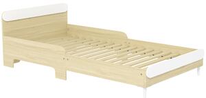 AIYAPLAY Letto per Bambini 3-10 Anni Basso con Sponde Laterali Alte, in Legno, 194.8x103x60.5 cm, Bianco e color Legno