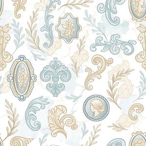 Carta da parati Ornamento classico con medaglioni e motivi, Parati stile vintage classici, a00319 : Uwalls.it