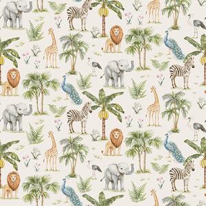 Carta da parati Animali africani tra palme e piante esotiche, Parati natura classici, a00321 : Uwalls.it