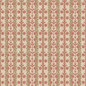 Carta da parati Ornamento a righe con fiori rossi, Parati fiori e piante classici, a00341 : Uwalls.it
