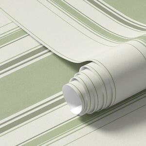 Carta da parati Fondo crema con un'ampia striscia centrale verde, Parati geometrica classici, Parati geometrica a righe classici, a00519 : Uwalls.it