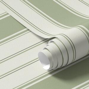 Carta da parati Fondo crema con strisce verticali verdi uniformi, Parati geometrica classici, Parati geometrica a righe classici, a00560 : Uwalls.it