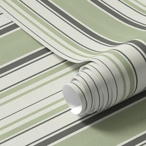 Carta da parati Sfondo crema con un mix di strisce verdi e nere, Parati geometrica classici, Parati geometrica a righe classici, a00563 : Uwalls.it