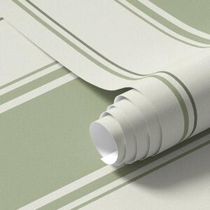 Carta da parati Fondo crema con ampie strisce verde chiaro, Parati geometrica classici, Parati geometrica a righe classici, a00561 : Uwalls.it
