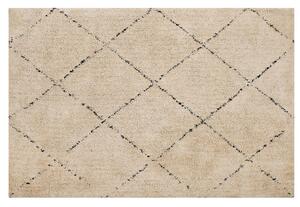 Tappeto tappetino Moquette Poliestere Beige e Nero a pelo lungo motivo geometrico a rombi 140 x 200 cm Beliani