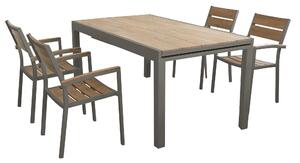 VIDUUS - set tavolo in alluminio cm 160/240x95x75 h con 4 sedute