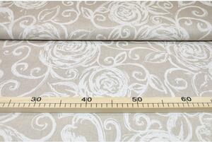 Tessuto al metro - tela - peonie bianche, alt. 140 cm
