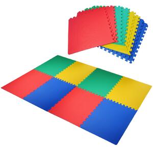 HomCom Tappeto Per bambini Tappeto Gioco Bimbi 60x60cm - Set 8 Pezzi, Materiale Isolante, Resistente all'Umidità, Colorato