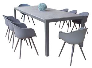 LOIS - set tavolo da giardino in alluminio con 8 sedute 162/242x100
