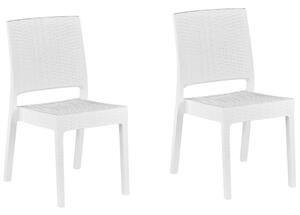 Set di 2 sedie da pranzo da giardino bianche in materiale sintetico impilabili per esterno minimalista Beliani