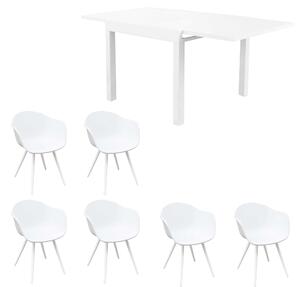 JERRI - set tavolo da giardino in alluminio con 6 sedie 90/180x90