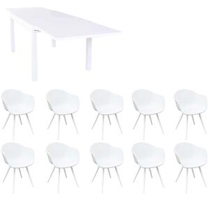 JERRI - set tavolo da giardino in alluminio con 10 sedie 135/270x90