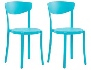 Set di 2 Sedie da pranzo Moderne da Esterno e Interno in Plastica Blu Beliani