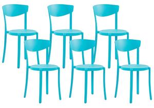 Set di 6 Sedie da pranzo Moderne da Esterno e Interno in Plastica Blu Beliani