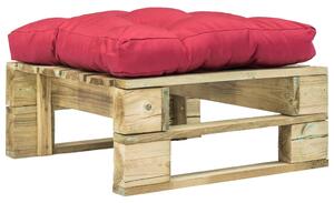 Divano da Giardino su Pallet con Cuscino Rosso in Legno Verde