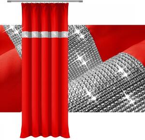 Tenda con nastro e zirconi 140x250 cm rosso