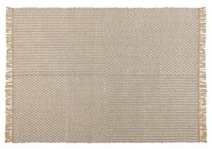 Tappeto in cotone beige 140 x 200 cm con frange intrecciate a mano Boho Beliani