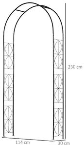 Outsunny Arco per Rose e Supporto per Piante Rampicanti in Metallo, 114x30x230cm, Nero