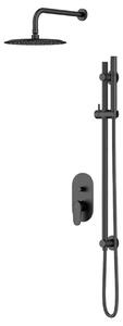 Cersanit Inverto - Set doccia con miscelatore ad incasso, con corpo incasso, diametro 25 cm, nero S952-006