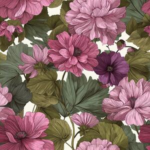 Carta da parati Fiori rosa, Parati fiori e piante classici, a00541 : Uwalls.it