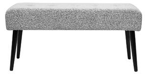 Panca design lavorazione capitonné in tessuto effetto lana bouclé grigio chiné e metallo nero L95 cm GUESTA