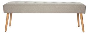 Panca scandinava lavorazione capitonné in tessuto effetto velluto testurizzato grigio chiaro e legno chiaro L130 cm GUESTA