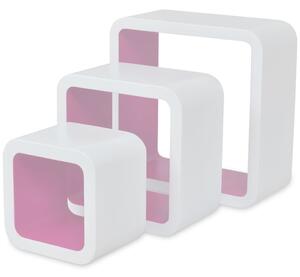 Mensole a Cubo da Parete 6 pz Bianco e Rosa