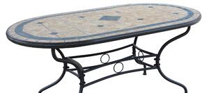 VENTUS - tavolo da giardino ovale in ferro con piano in mosaico 160x90