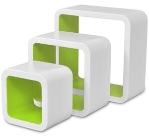 Mensole a Cubo da Parete 6 pz Bianco e Verde