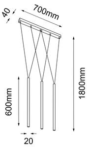 Shilo 7946 - Lampadario su filo MIAKI 3xG9/10W/230V