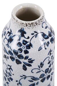 Vaso per fiori decorativo in gres porcellanato di colore bianca con motivo floreale 30 cm esterno interno Beliani