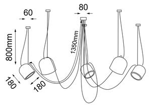 Shilo 9038 - Lampadario a sospensione con filo DOHAR 5xE14/15W/230V ragno nero