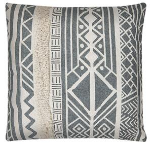 Set di 2 cuscini boho con motivo geometrico e frangia 45 x 45 cm grigio Beliani