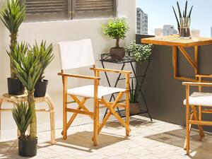 Set di 2 sedie da regista da giardino in legno chiaro con tessuto di ricambio in tessuto acacia fenicottero bianco sporco con 2 Tele intercambiabili Beliani