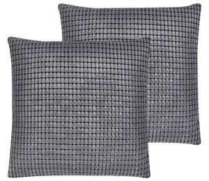 Set di 2 cuscini con motivo geometrico e Federea Rimovibile 45 x 45 cm velluto Grigio Beliani