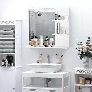 Kleankin mobiletto bagno mobili bagno sospesi 60 x 10 x 48cm, con Specchio e 3 Ripiani, Armadietto a Parete in MDF Bianco