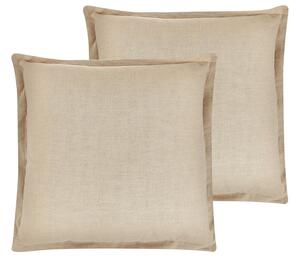 Set di 2 cuscini decorativi beige 45 x 45 cm sfoderabili con cerniera stile boho tradizionale Beliani