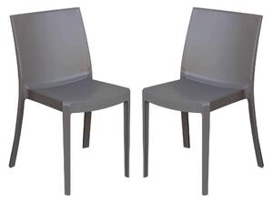 PERLA - set di 2 sedie in polipropilene impilabile da esterno e interno