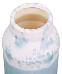 Vaso per fiori decorativo in gres porcellanato impermeabile accessorio per la casa bianco e blu Beliani